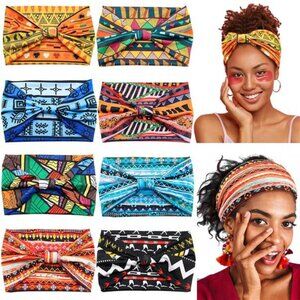 Women's Wide Boho Knotted Non-Slip Turban Headwraps - Stretchy